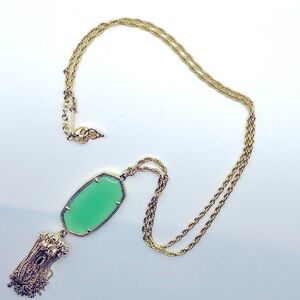 Kendra Scott Rayne Long Tassel Pendant Necklace Light green Chalcedony